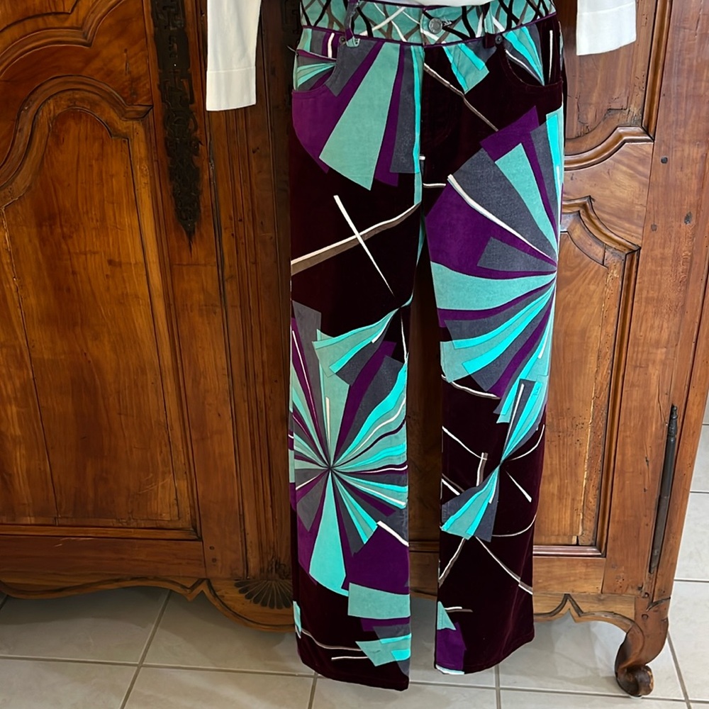 Vintage Emilio Pucci velvet Kaleidoscope Abstract Pants